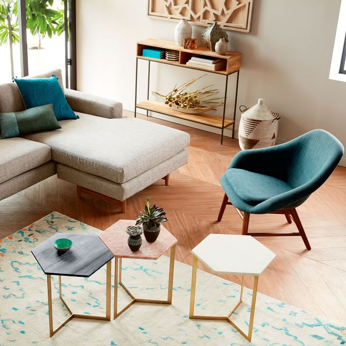 Hex Side Table (15.5") - Antique Brass | West Elm (US)