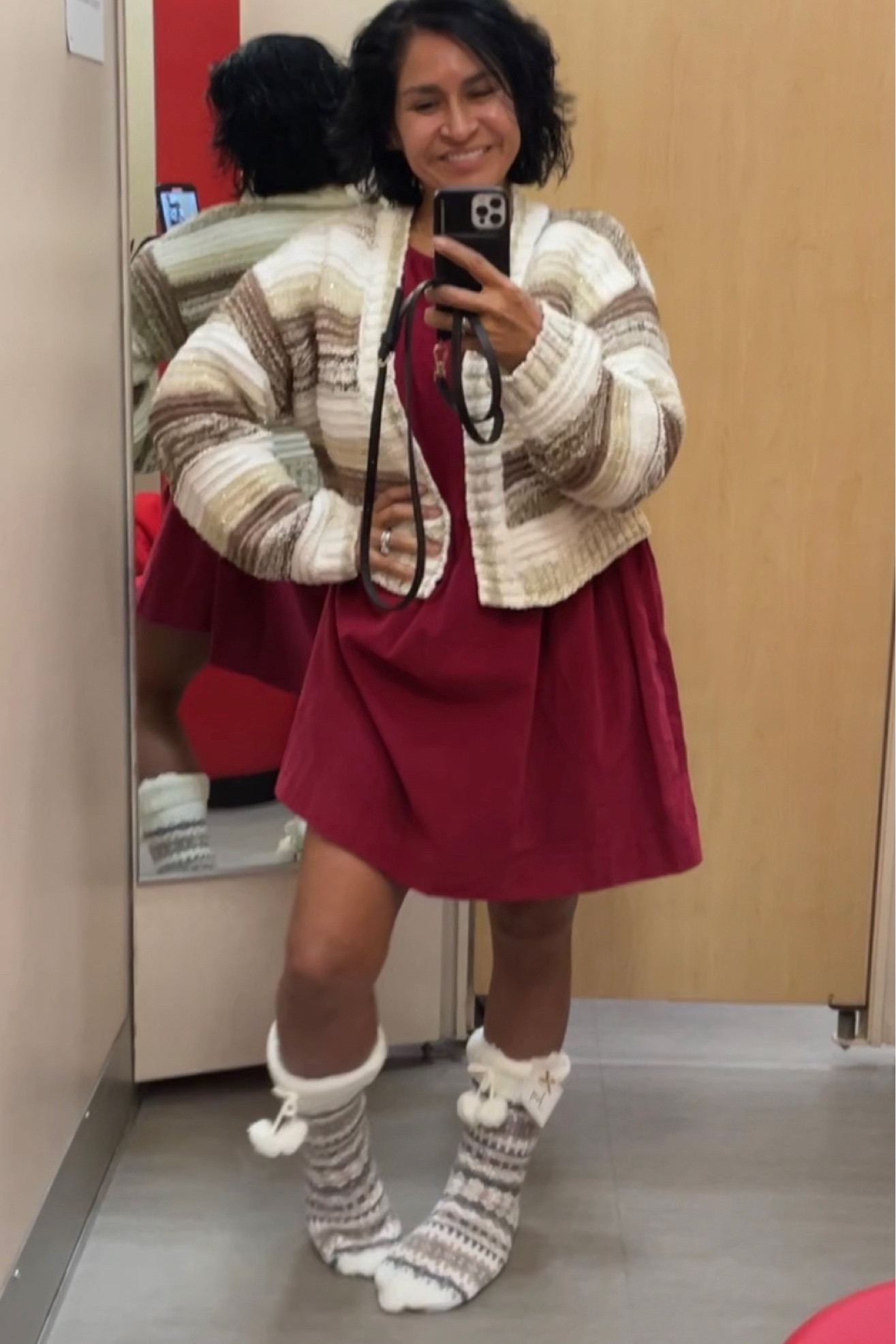 #redcorduroydress #corduroydress #holidayoutfit #croppedcardigan #chunkysweater #cropchunkysweater #slippersocks #grippersocks #pompomsocks #christmasoutfit #target #universalthread #wildfable 

#LTKHoliday #LTKSeasonal #LTKGiftGuide