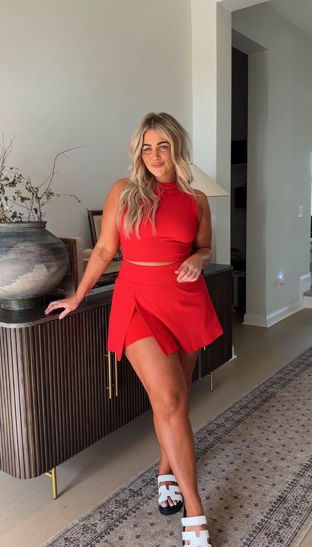 This spanx outfit is😍❤️‍🔥 I am in a large in both top and skort! Use code ‘KELSEYXSPANX’ for 10% off #spanx #tennisskirt #red 

#LTKmidsize #LTKstyletip #LTKfitness