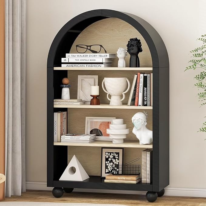 Modern Farmhouse 4-Tier Arched Bookshelves and Bookcases, Arched Display Storage Shelves Open She... | Amazon (US)