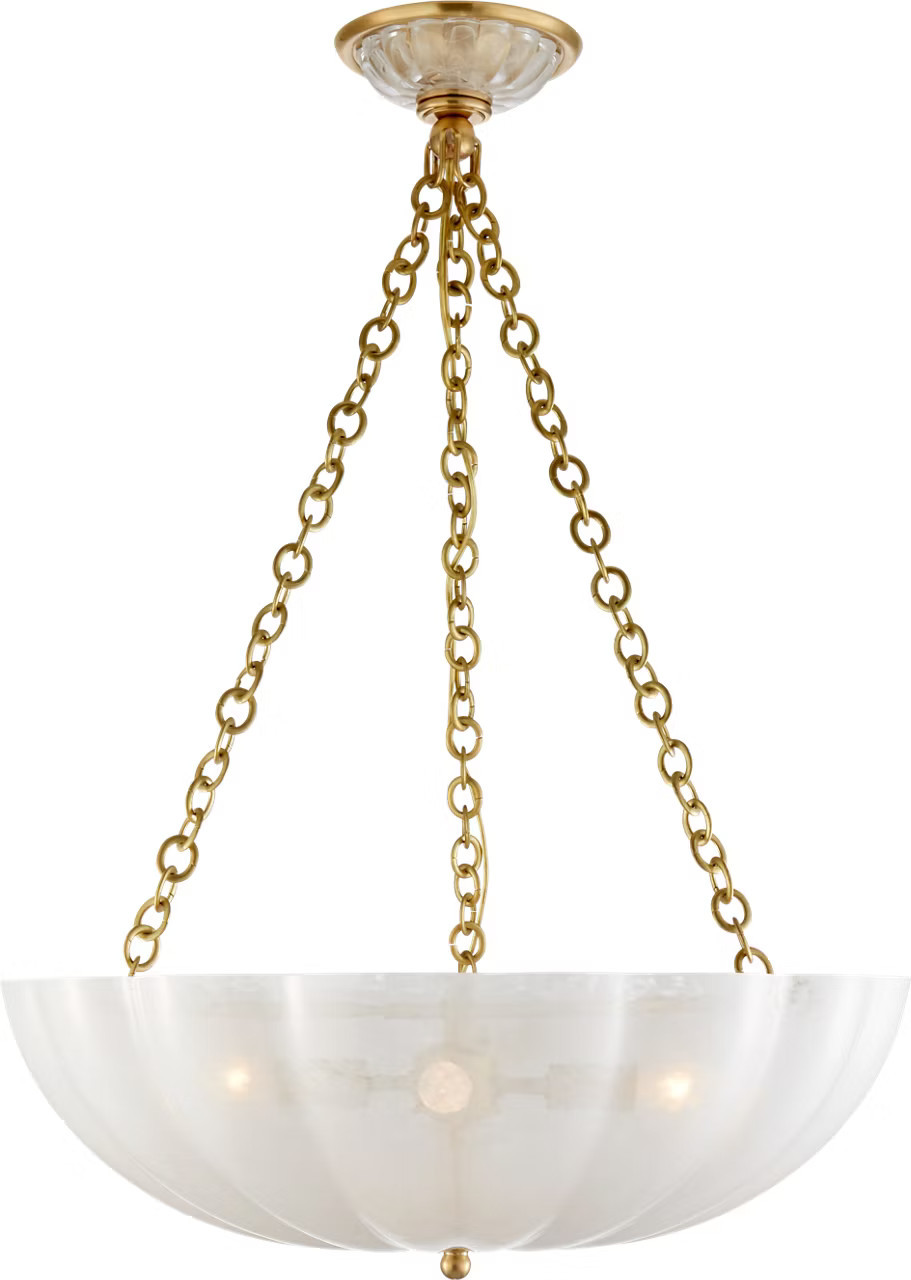 Rosehill Large Chandelier in Hand-Rubbed Antique Brass with Strie GlassVisual Comfort | Visual Comfort