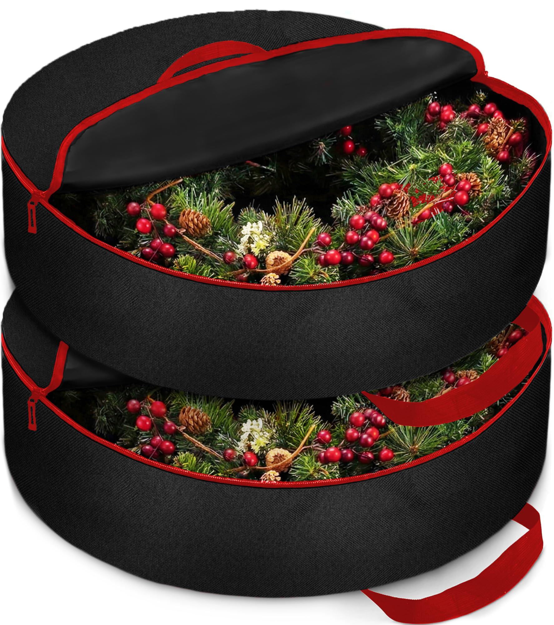 ZOBER 2 Pack Christmas Wreath Storage Container 36 Inch - Wreath Bag for Artificial Wreaths Box -... | Amazon (US)