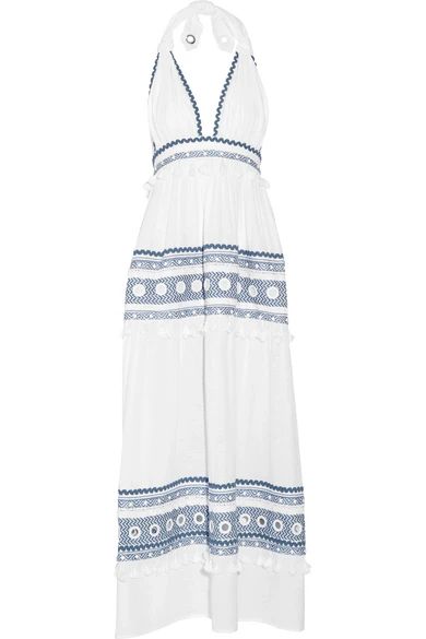Dodo Bar Or - Embellished Embroidered Cotton-gauze Halterneck Maxi Dress - White | NET-A-PORTER (US)