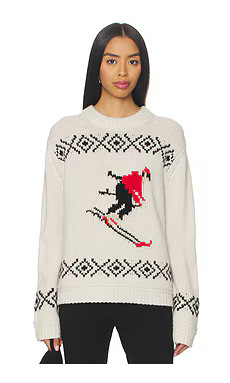 White & Warren Cashmere Blend Ski Crewneck Sweater in Ivory, Black & Red from Revolve.com | Revolve Clothing (Global)