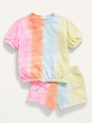 French Terry Tie-Dye Sweatshirt and Shorts Set for Toddler Girls | Old Navy (US)