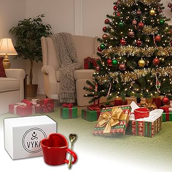 15.5 oz Large Heart Mug with Gold Heart Spoon and gift box – Romantic Stoneware Coffee Cup, 460... | Amazon (US)