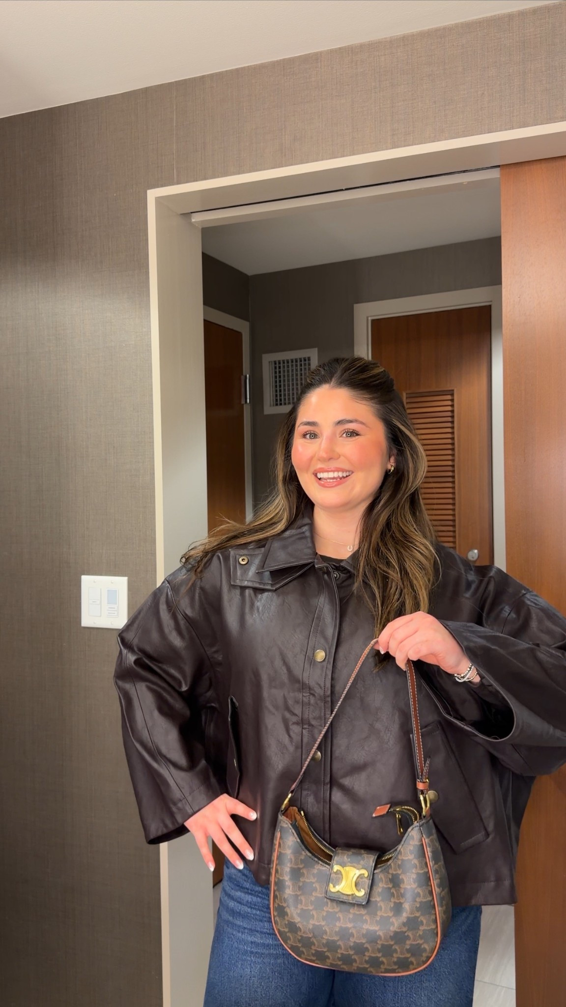 Brown tone outfit for dinner! I got this leather jacket during the Gap Black Friday sale and so glad I snagged, she is a beauty 🤎 

Gap, gap haul, leather jacket, women’s leather jacket, date night outfit, date night outfit Inspo, ootd, winter fashion, outerwear, gap fashion 

#LTKvlog #LTKSaleAlert #LTKootd