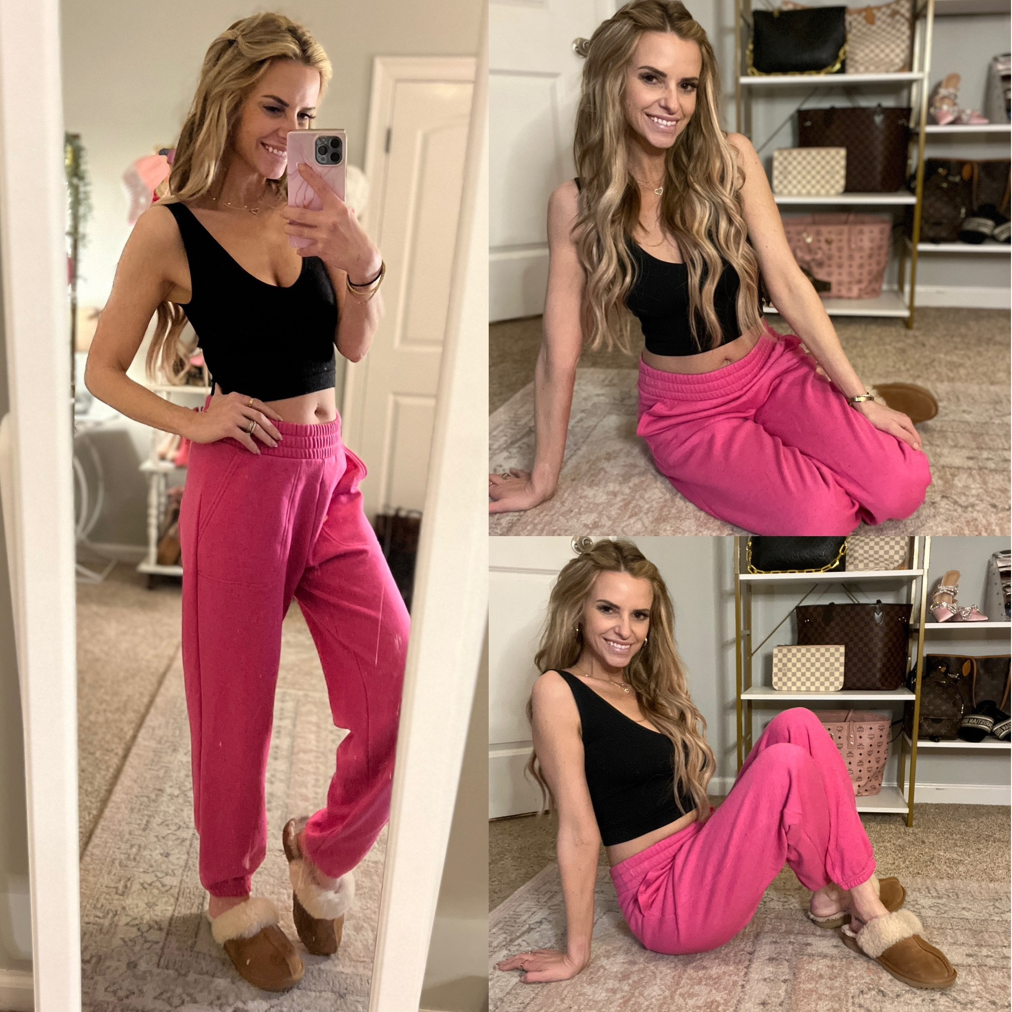 Target Lounge Style For Feb 2023: comfy tank/bralett in xs and pink super soft elastic jogger. Wearing ugg slippers 

#LTKSale #LTKstyletip #LTKSeasonal