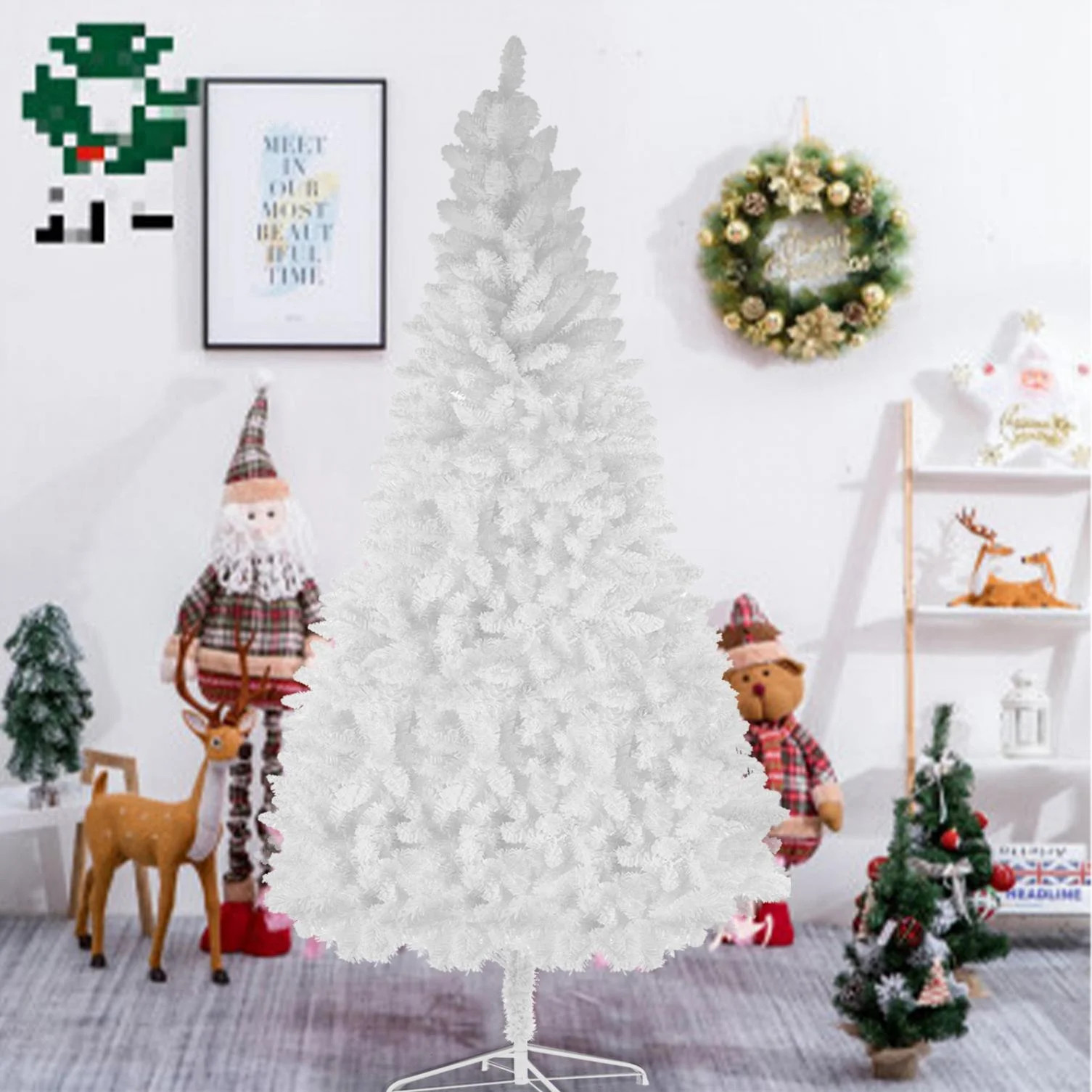 Homekdome 8ft White Christmas Tree, Artificial Snow Flocked Full Tree, With Metal Stand - Walmart... | Walmart (US)
