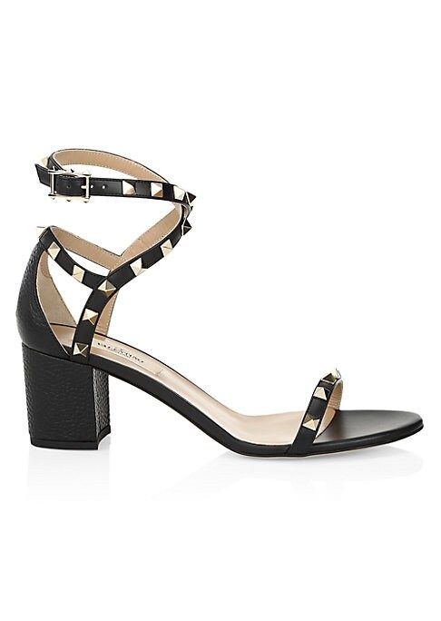 Valentino Women's Valentino Garavani Rockstud Leather Sandals - Black - Size 40.5 (10.5) | Saks Fifth Avenue