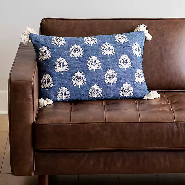 New!Navy and Ivory Tassel Accent Pillow | Kirkland's Home
