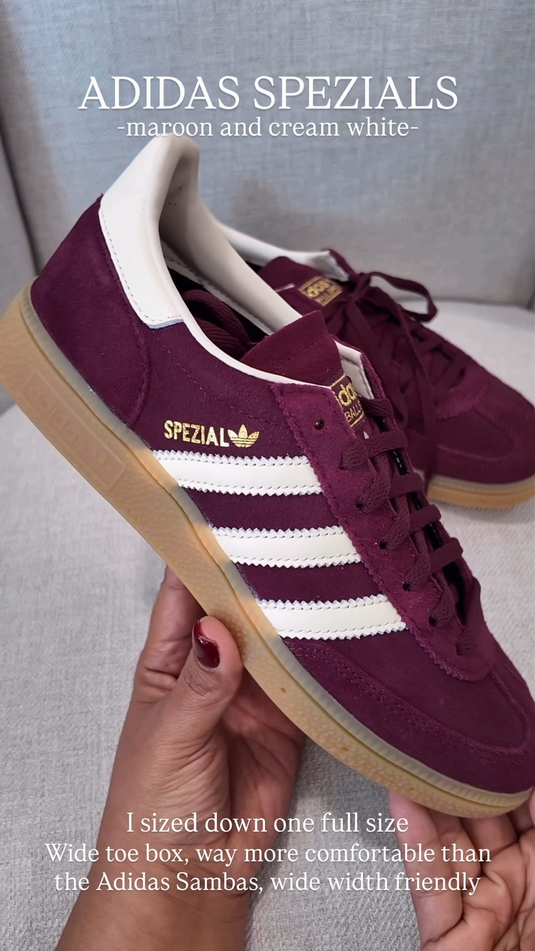 I love the @adidas Spezials. They are much more comfortable than the Samba. They do run big so I would size down a whole size. 

Casual sneaker, adidas, maroon sneaker, maroon adidas, samba, Smiles and Pearls, fall sneaker, fall shoes

#LTKootd #LTKMidsize #LTKOver40
