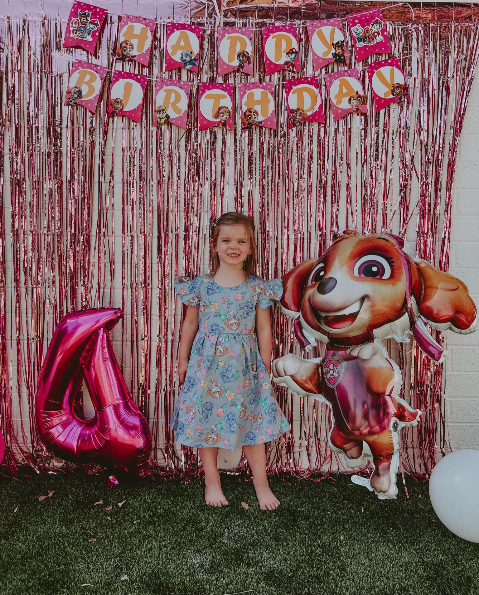 Paw patrol birthday party decor for 4 year old girl! My daughter is obsessed with Skye and pink so this made her so happy!!! Also this Skye / paw patrol dress is the cutest!!! Perfect for her party theme 🩷

#LTKParties #LTKFamily #LTKKids