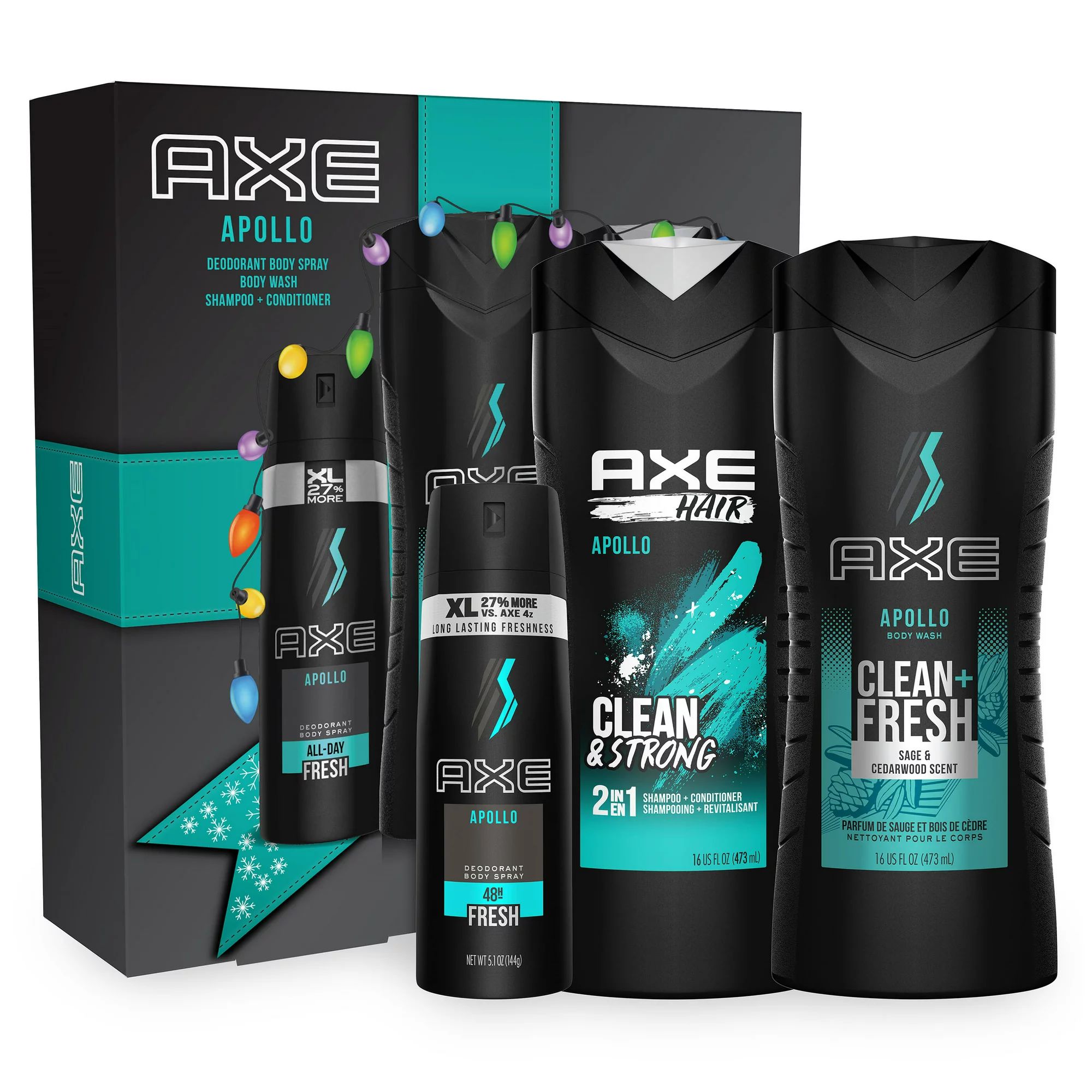 ($12 Value) AXE Apollo Holiday Gift Set (Deo Body Spray, Body Wash, 2-in-1 Shampoo + Conditioner)... | Walmart (US)