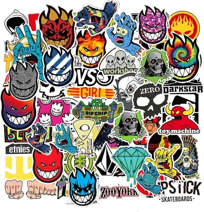 100Pcs Skateboard Stickers Cool Waterproof Stickers for Laptop Water Bottle Suitcase Phone, Skate... | Amazon (US)