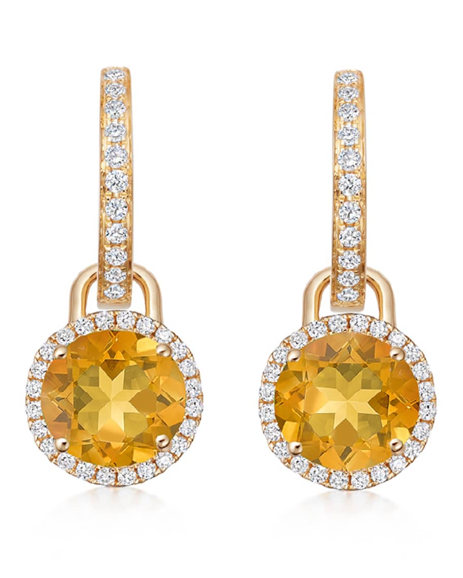 Grace 18k Yellow Gold Citrine Diamond Drop Earrings | Neiman Marcus