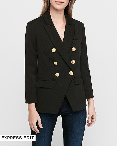 Double Breasted Button Front Blazer | Express