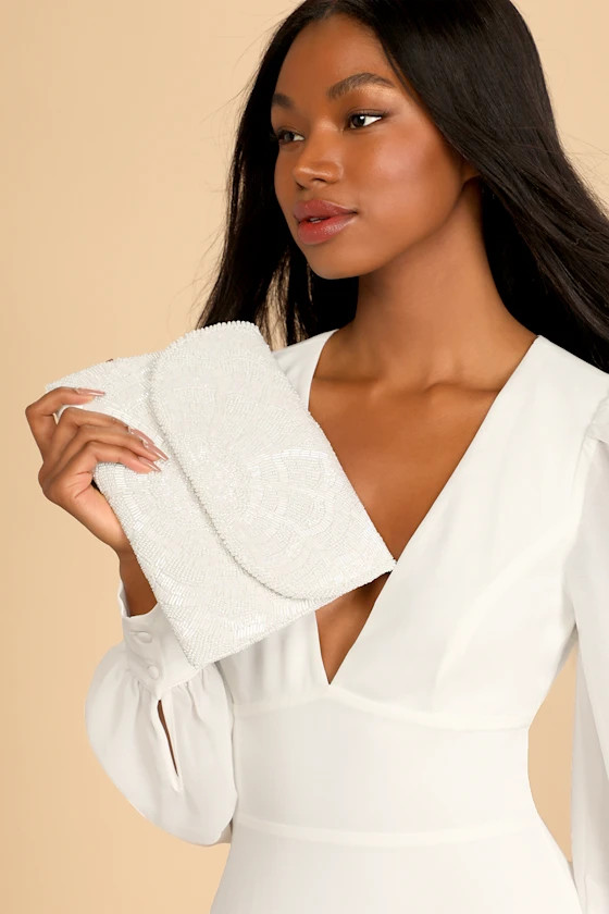 Glam Addition White Beaded Clutch | Lulus (US)