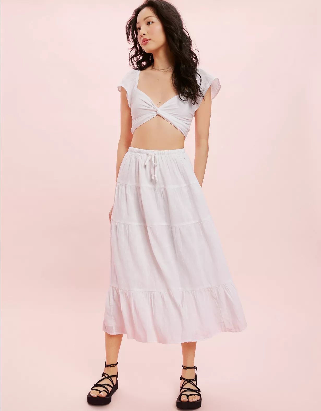 AE Tiered Midi Skirt | American Eagle Outfitters (US & CA)
