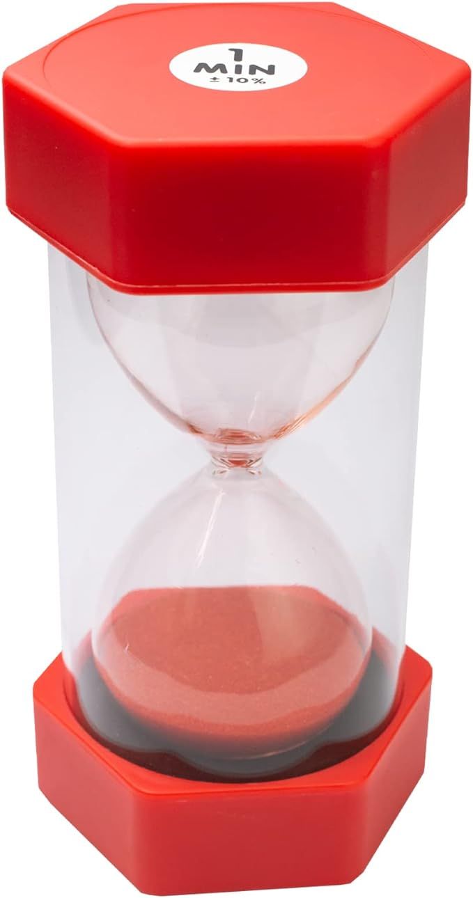 Sand Timer for Kids- 1 Minute Red- 6.3 Inches Hourglass Acrylic Covered Clock for Classroom, Home... | Amazon (US)