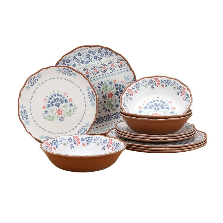 Best seller Mainstays Darby 12-Piece Stoneware Dinnerware Set Blue $29.96 | Walmart (US)