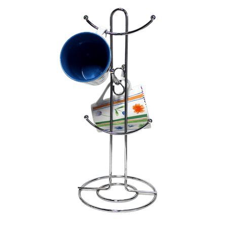 Chrome Mug Tree Holder Self Standing Counter Top Free Standing Keeps Your Kitchen Organized Holds 6  | Walmart (US)