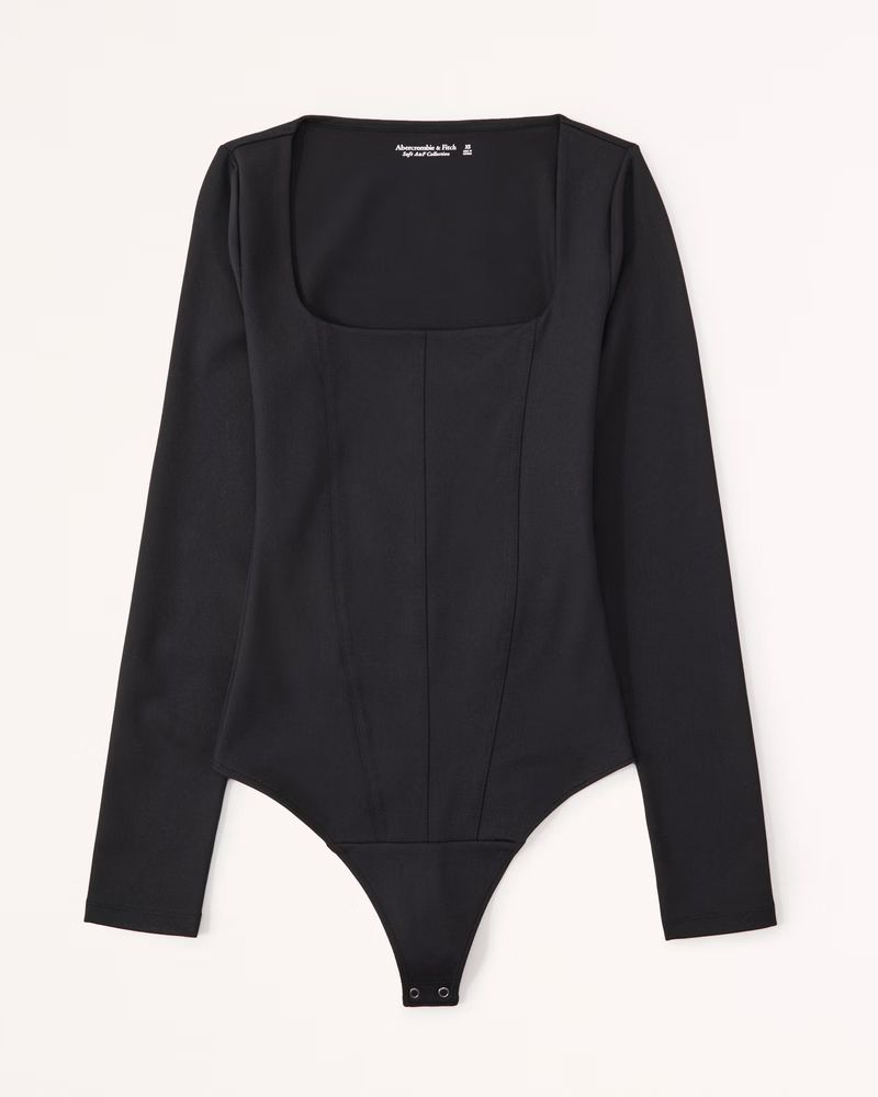Long-Sleeve Seamless Fabric Corset Bodysuit | Abercrombie & Fitch (US)