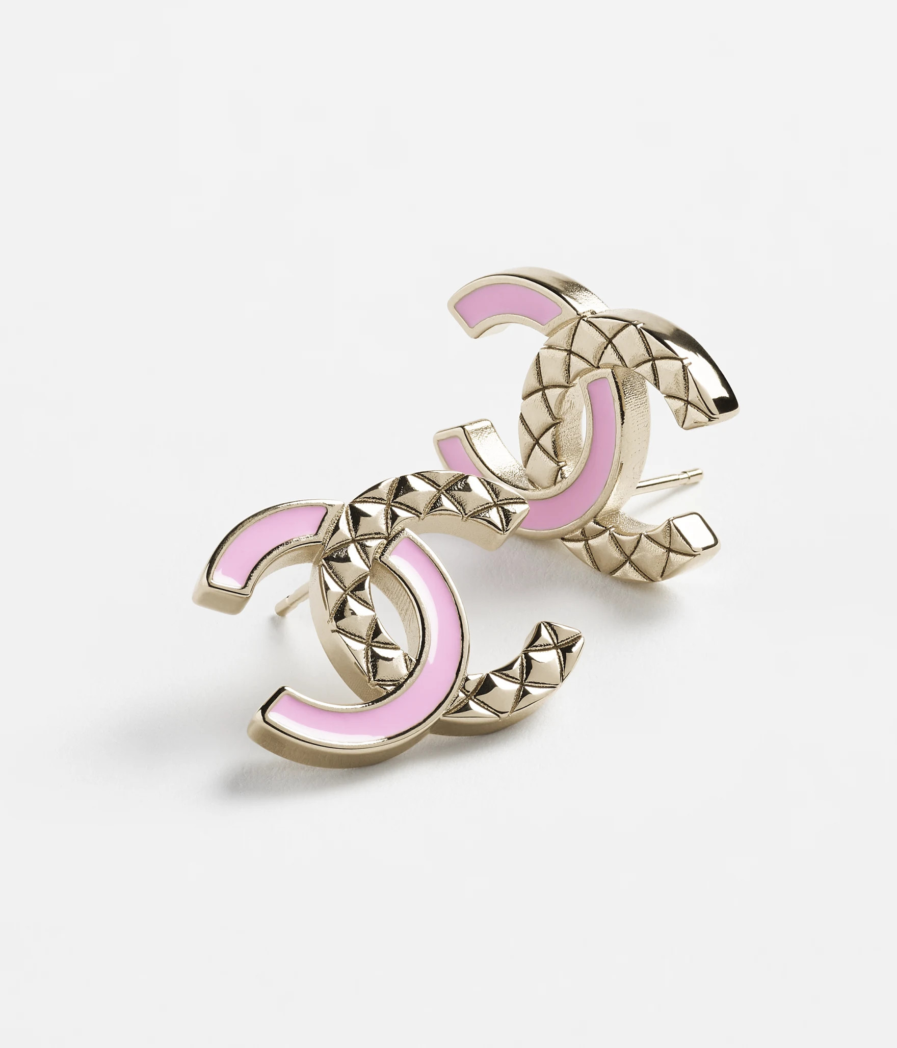 Stud earrings - Metal & resin, gold & pink — Fashion | CHANEL | Chanel, Inc. (US)