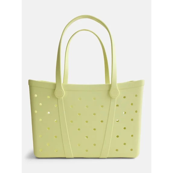 Time and Tru Women's Waterproof EVA Beach Tote Bag, Yellow | Walmart (US)