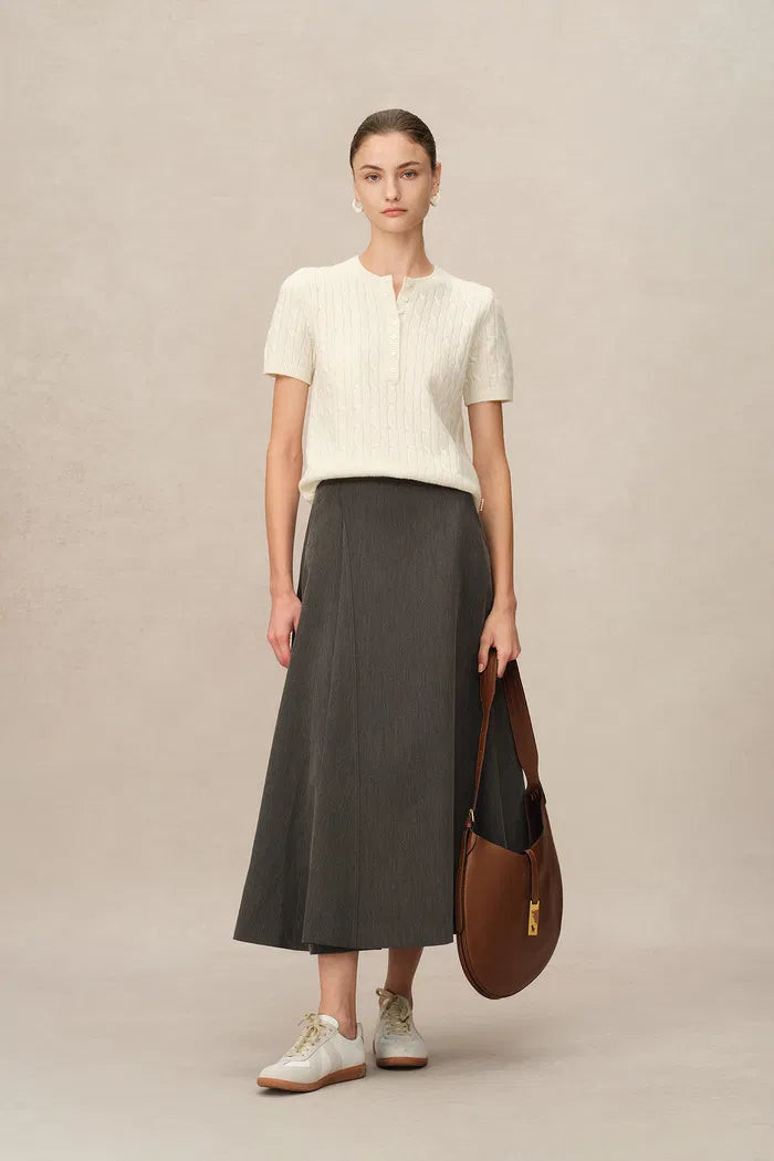 Fate Cable Henley Sweater in Merino-Cashmere Blend | Fabrique