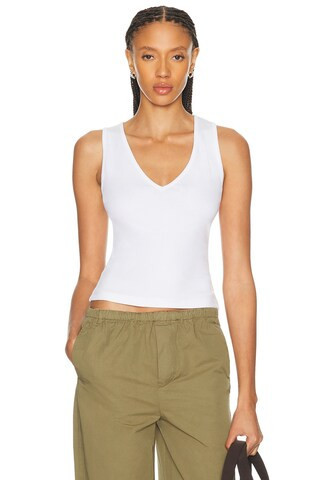 GRLFRND V-neck Muscle Tank in White | FWRD 