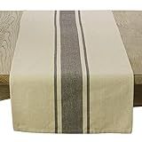 SARO LIFESTYLE Cotton Table Runner With Banded Design, 16" x 90", Natural | Amazon (US)