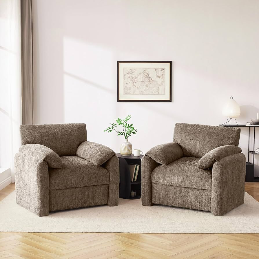 Chenille Oversized Armchair, 38.6'" Wide Accent Chairs for Living Room & Bedroom Modern Lounge Ch... | Amazon (US)