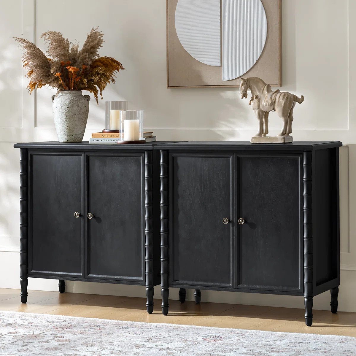 Lucious Transitional 32''W 2-Door Transitional Storage Curved Cabinet with Classic Spindle Legs a... | Wayfair North America