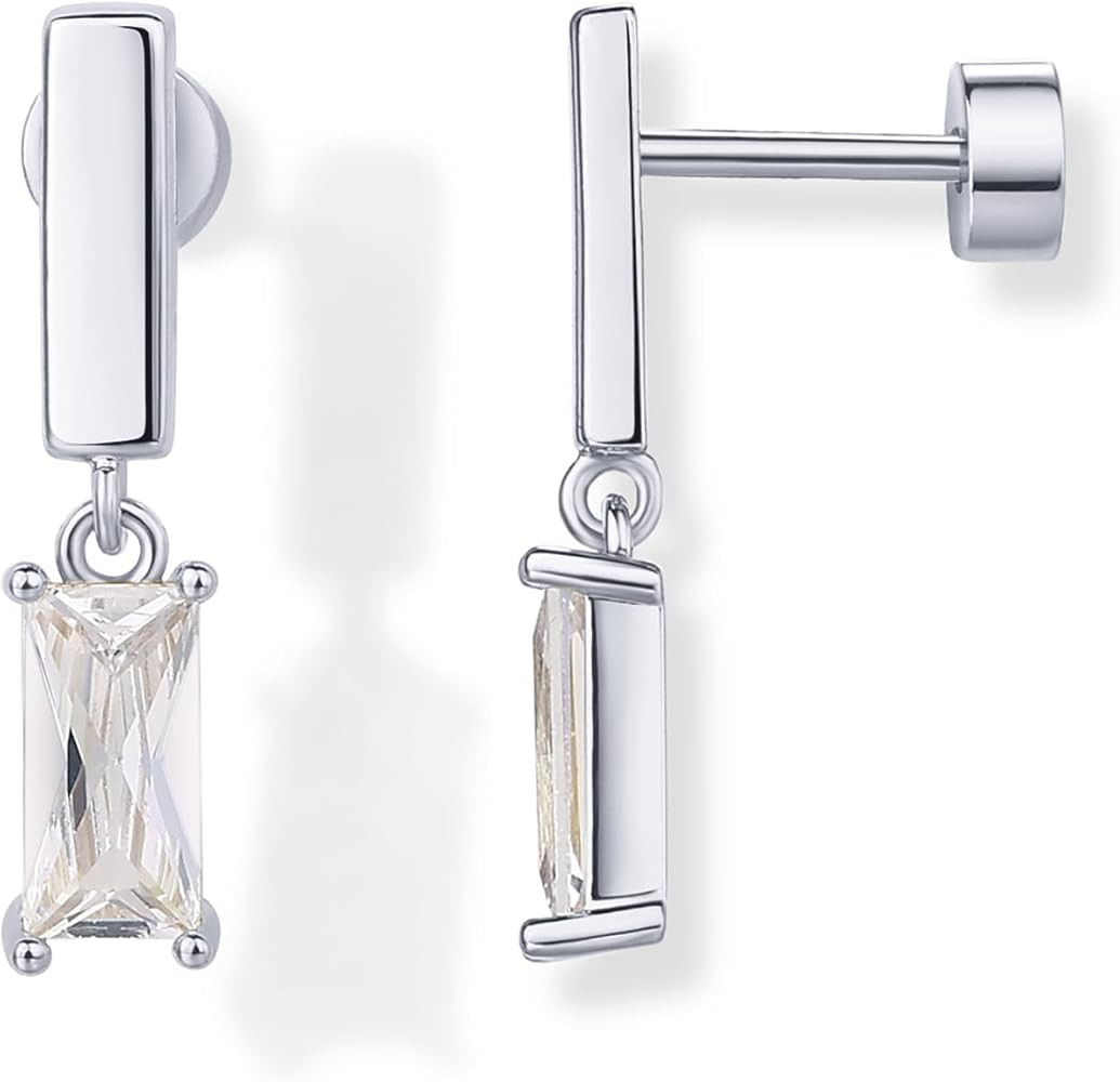 PAVOI 14K Gold Plated Sterling Silver Posts Mini Bar Drop Dangle Flatback Earrings for Women | Da... | Amazon (US)