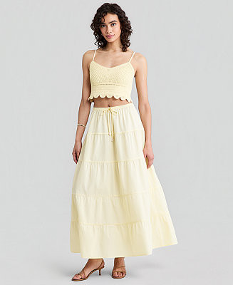 Women's Cotton Tiered Pull-On Maxi Skirt | Macy's