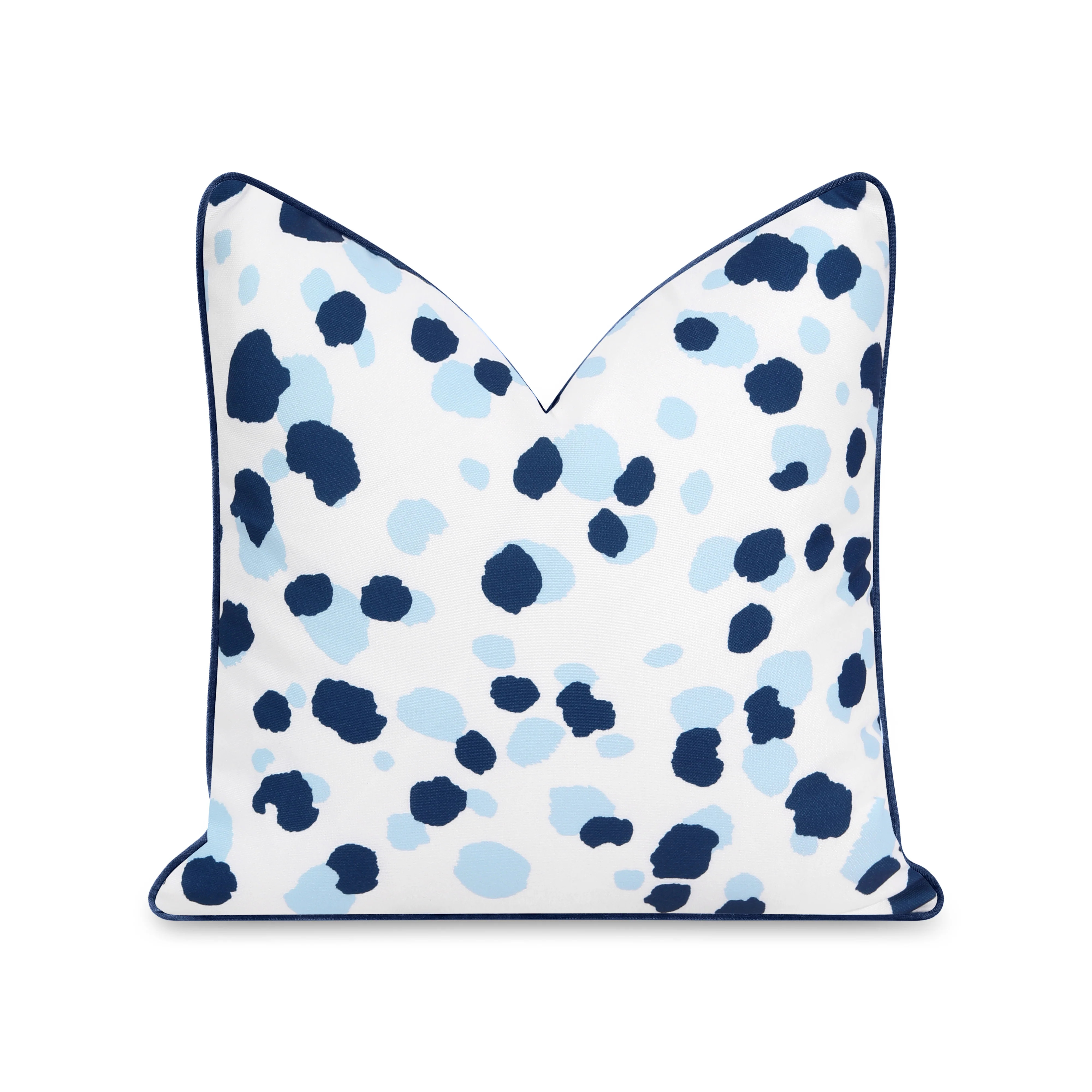 Coastal Indoor Outdoor Throw Pillow Cover, Leopard with Piping, Navy Blue, 20 | Hofdeco