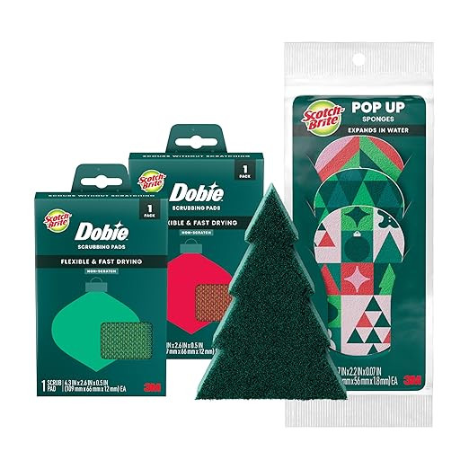 Scotch-Brite Merry + Brite Holiday Bundle - Includes Pine Tree Shaped Dish Sponge, Holiday Pop-Up... | Amazon (US)