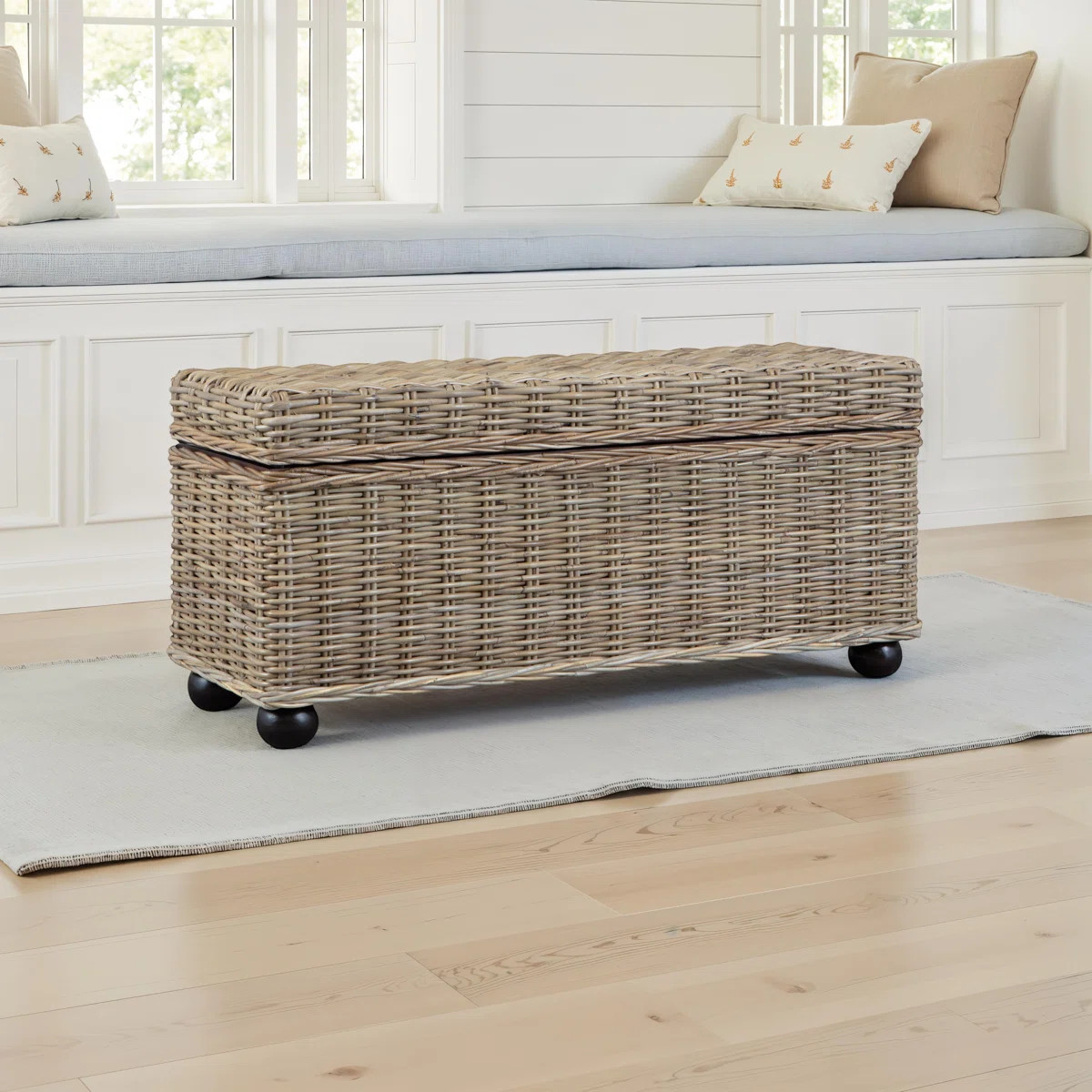 42" Kubu Rattan & Mahogany Lift-Top Storage Trunk | Wayfair North America