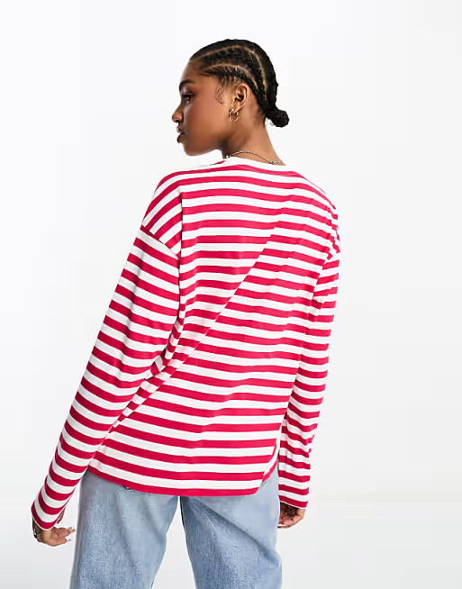 Vero Moda overszied stripe t-shirt in red and white | ASOS (Global)