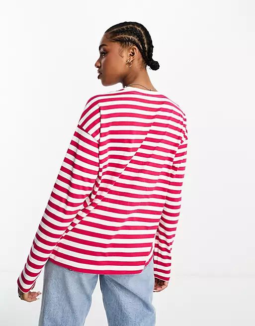 Vero Moda overszied stripe t-shirt in red and white | ASOS (Global)