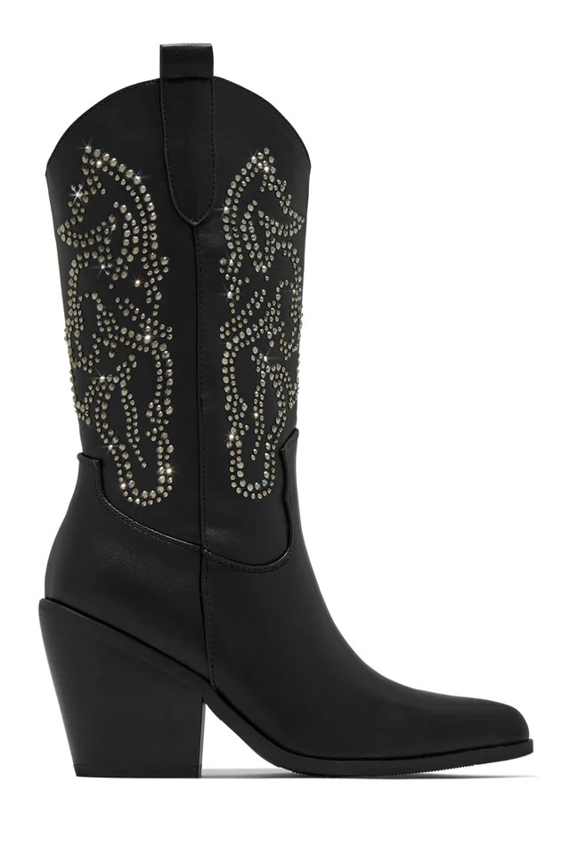 Miss Lola | Best In The West Black Embellished Cowgirl Boots | MISS LOLA