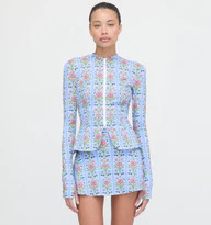 The Alexia Rashguard - Blue Floral Block Stripe | Hill House Home US