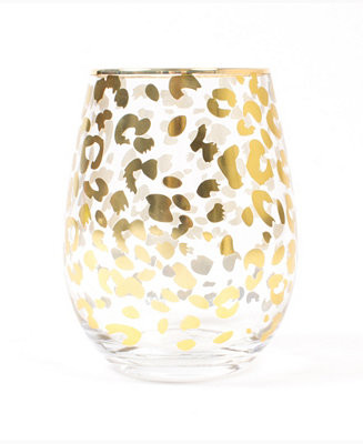 8 Oak Lane Leopard Stemless Wine Glass - Macy's | Macy's