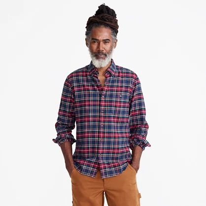 Slim brushed heather elbow-patch shirt in plaid | J.Crew US