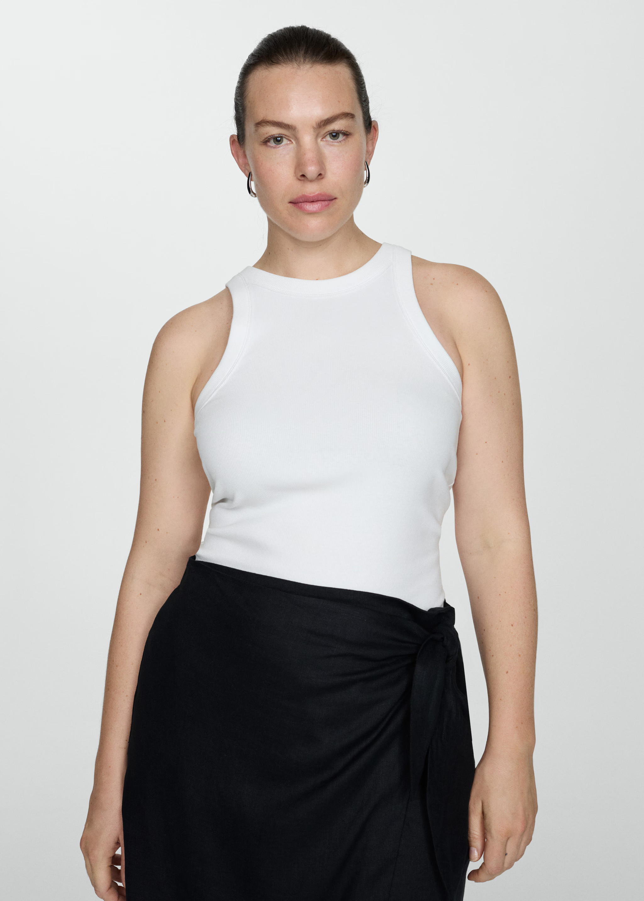 Ribbed cotton-blend top - Woman | MANGO United Kingdom | MANGO (UK)