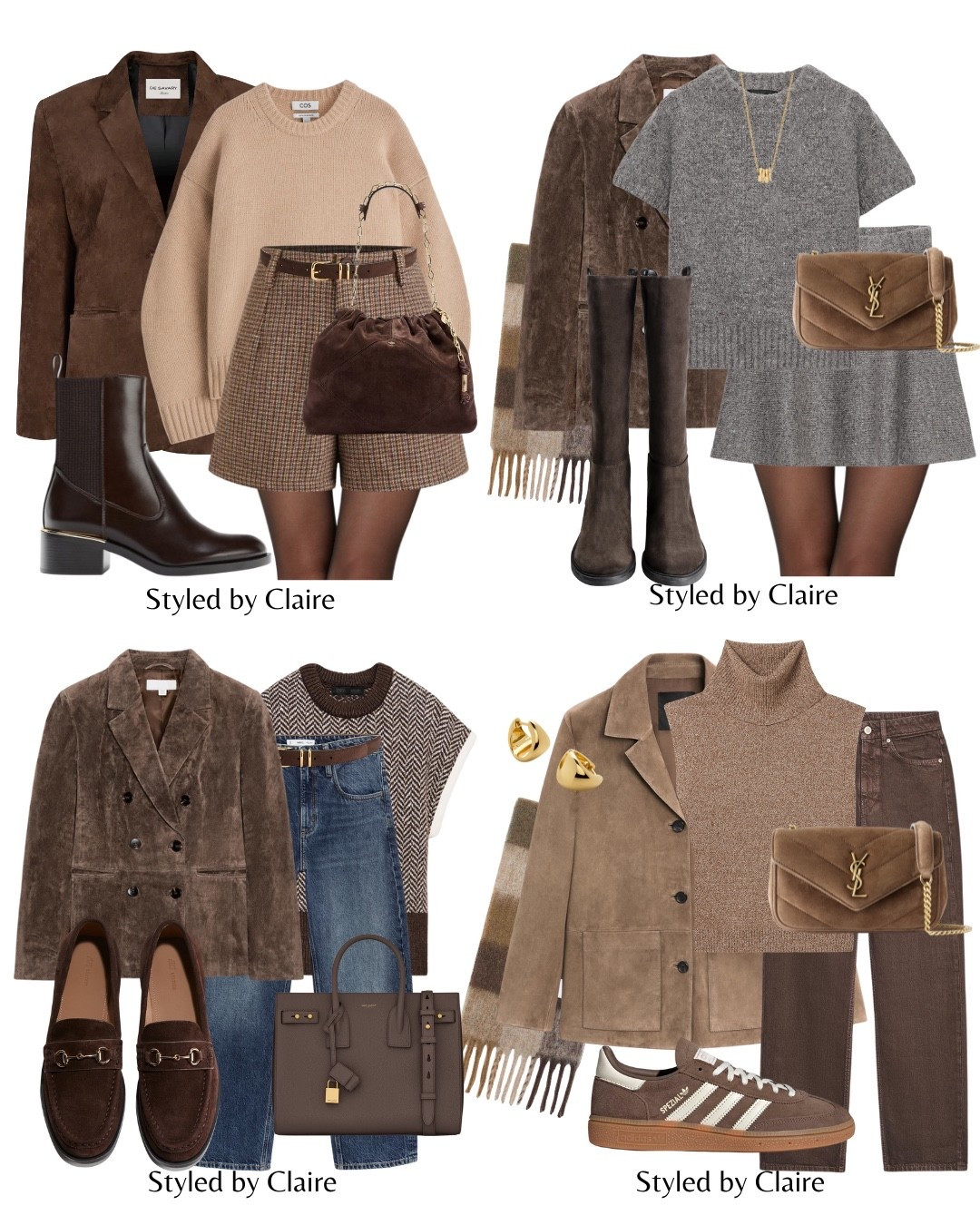 SUEDE BLAZER STYLING🤎
Tags: Zara real leather brown Chelsea boots knee high wool top knit skirt check cashmere cos jumper sweater shoulder bag loafers jeans turtleneck adidas spezial handball scarf belt fashion autumn transitional inspo outfit ideas chic women’s style city break capsule wardrobe trending colour massimo dutti H&M

#LTKautumn 

#LTKstyletip #LTKshoes