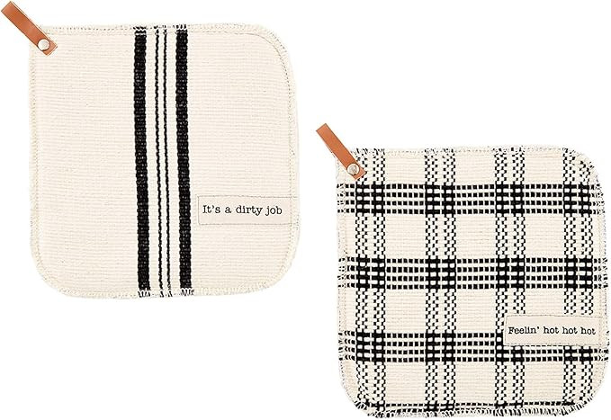 Mud Pie Dirty Job Pot Holder Set (8"" x 8""") (41170009D) | Amazon (US)