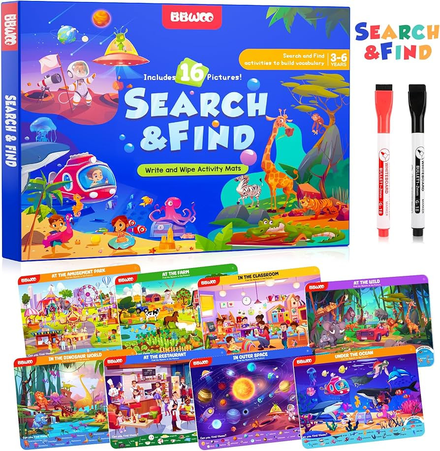 Search and Find Activity Books for Kids Ages 3-5, Travel Games Toys for Car Airplane, Road Trip A... | Amazon (US)