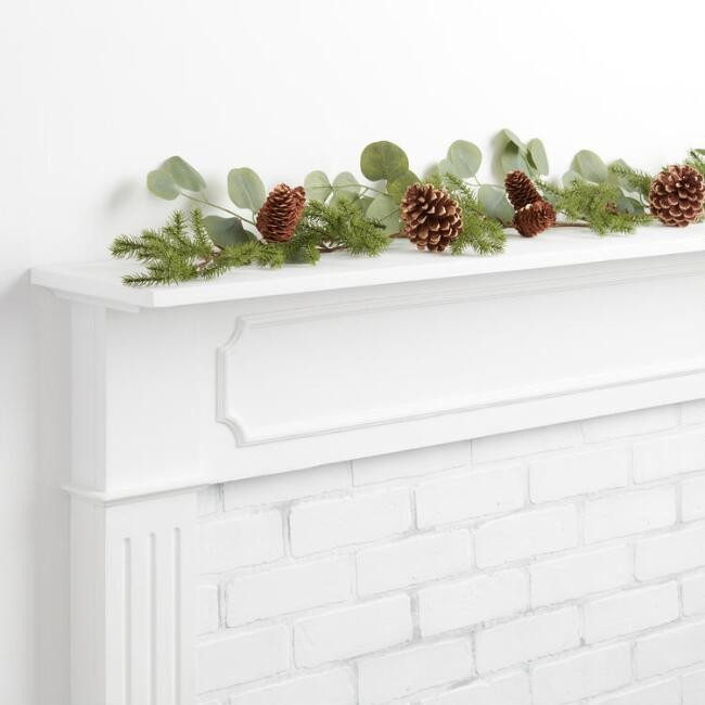 Gold Pinecone and Faux Eucalyptus Garland | World Market